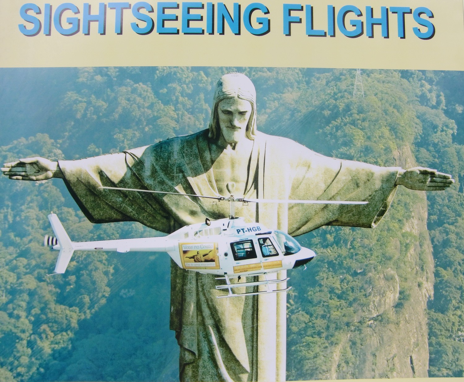 Adverising poster for helicopter flights